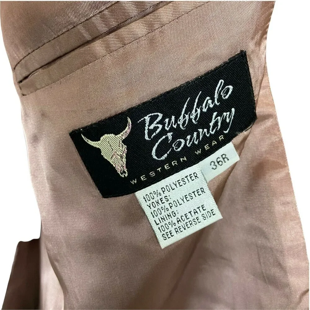 Western Sport Coat Buffalo Country Men's Tan Long Sleeves Button Front Sz 36